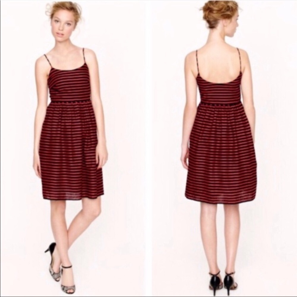 J. Crew Red and Navy Striped Dress Size 0 NWOT